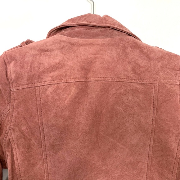 BLANKNYC DustyCoral Pink Suede Leather Moto Jacket - Picture 9 of 11